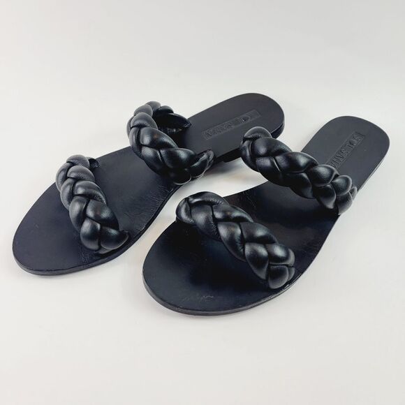 Sol Sana Vera Braided Leather Double Strap Sandal Slide EU Size 39 US Size 8 BN2 - Picture 3 of 8